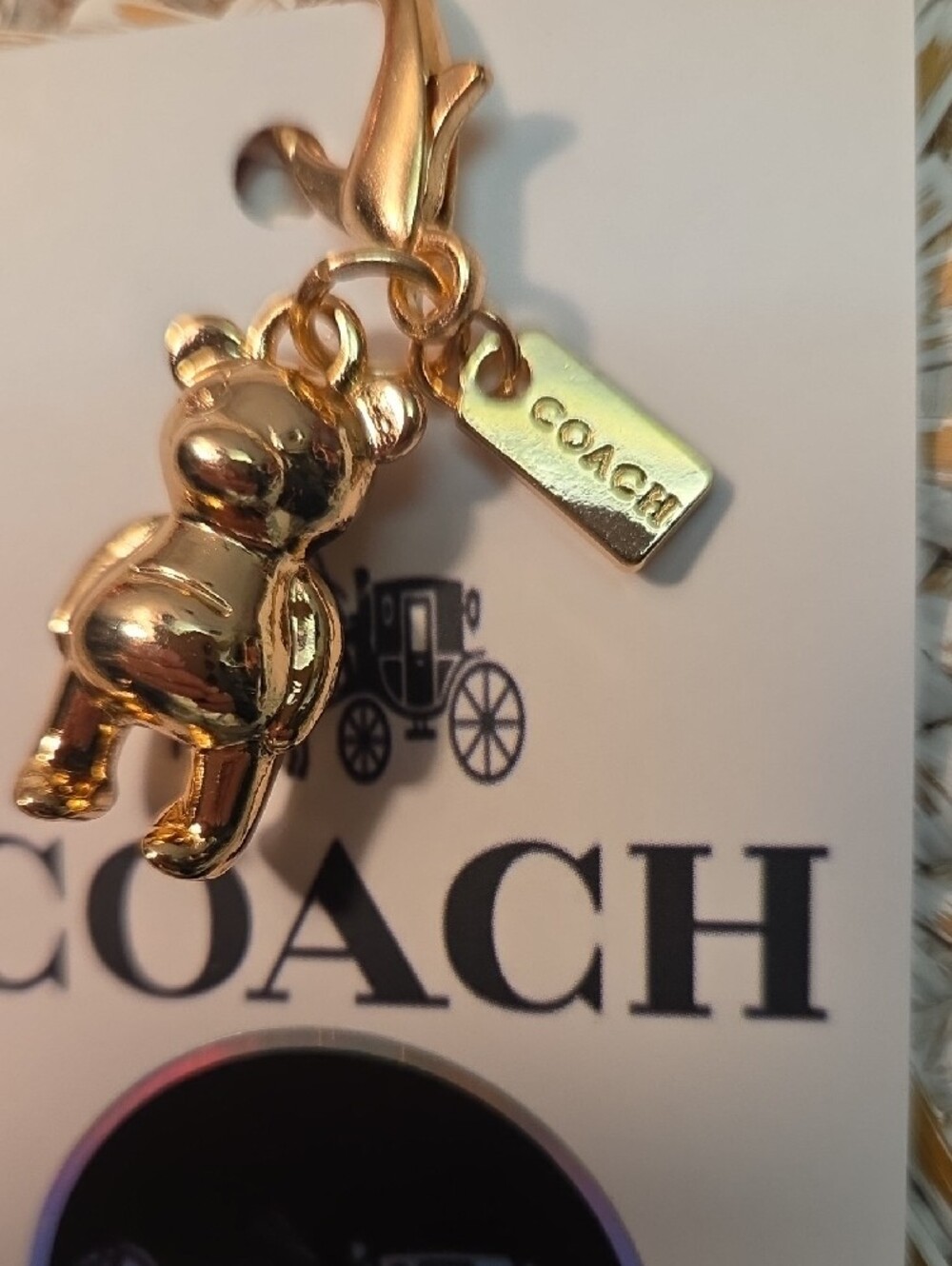 COACH Gold Teddy Bear Clip-On Charm - Picture 2 of 4